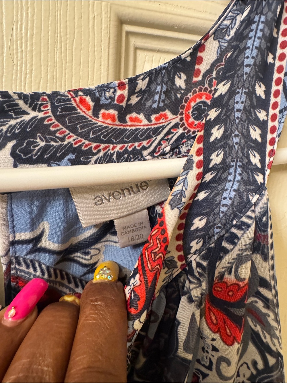 Avenue Navy, Light Blue & Red Paisley Tank Top - Picture 3 of 8